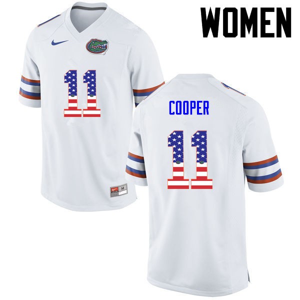 Florida Gators Women #11 Riley Cooper College Football Jersey USA Flag Fashion White